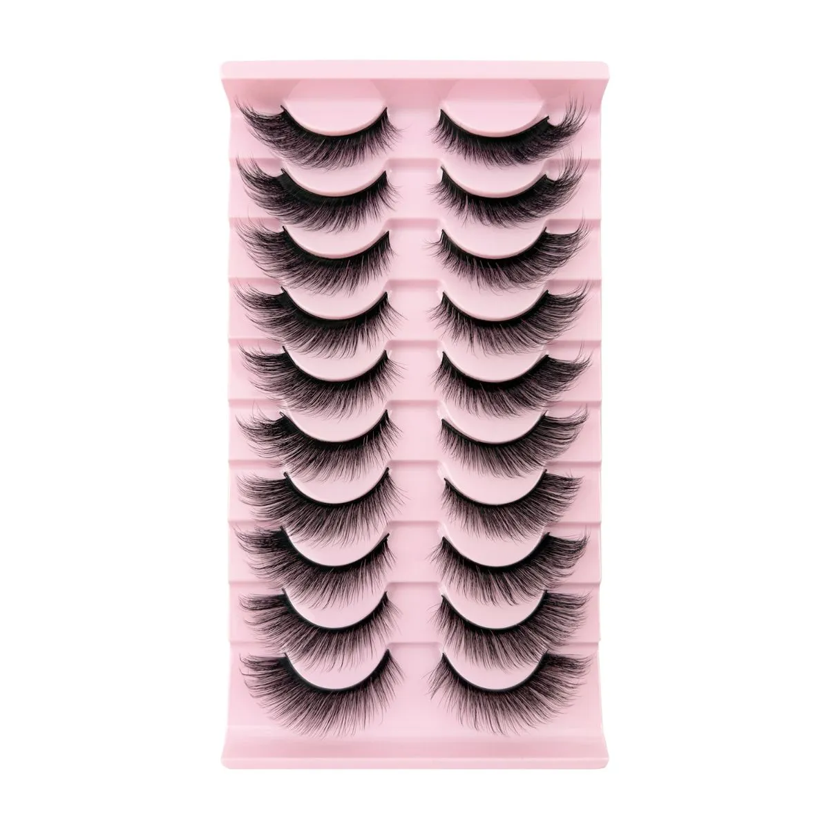 10 Pairs Cat Eye Fox Style Strip Lashes – Winged Out Lengthening & Volumizing False Eyelashes, Dramatic Fluffy Fox-Eye Look, Export Quality Reusable Fake Lashes